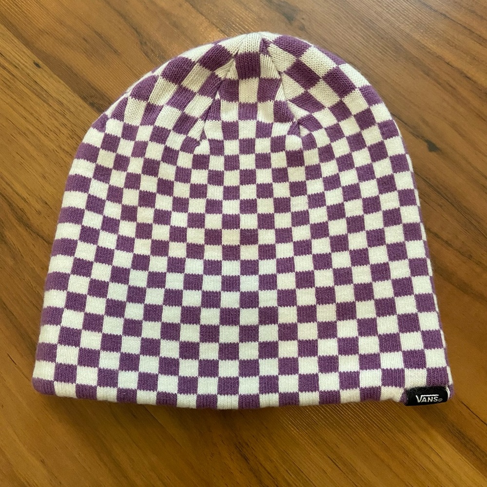 Vans Purple and White Checkered Beanie
